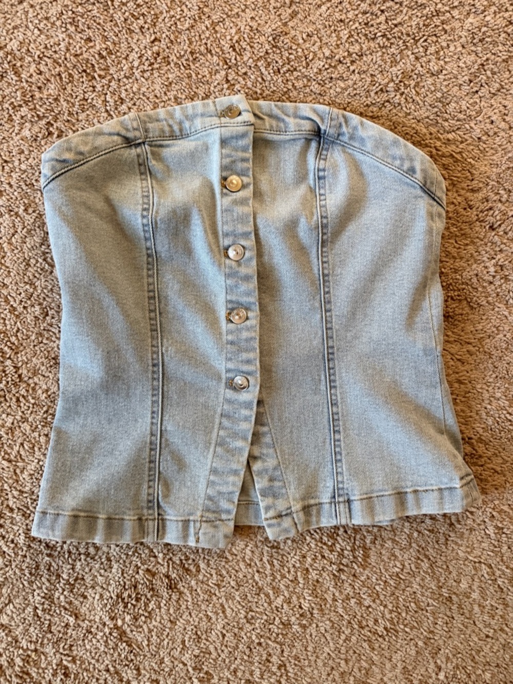 H&M Divided Light Blue Denim Strapless Corset Top